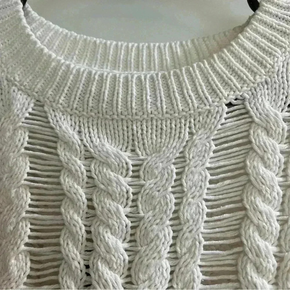 360 sweater white cable knit chunky women’s size x small - Picture 4 of 13